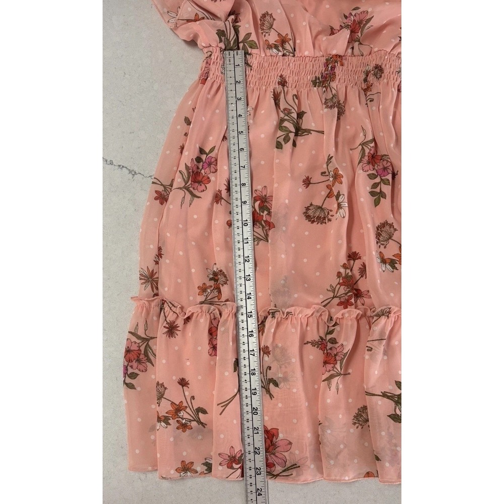 Kate • Lily Cottagecore Pink Floral Midi Dress 6 Ruffle Neck Flutter Sleeve Boho - Picture 11 of 13